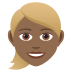 👱🏾‍♀️ woman: medium-dark skin tone, blond hair display on JoyPixels